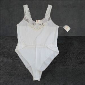 Christian Dior Vintage Teddy Romper Ivory Lace Trim NWT Saks Fifth Ave Size L
